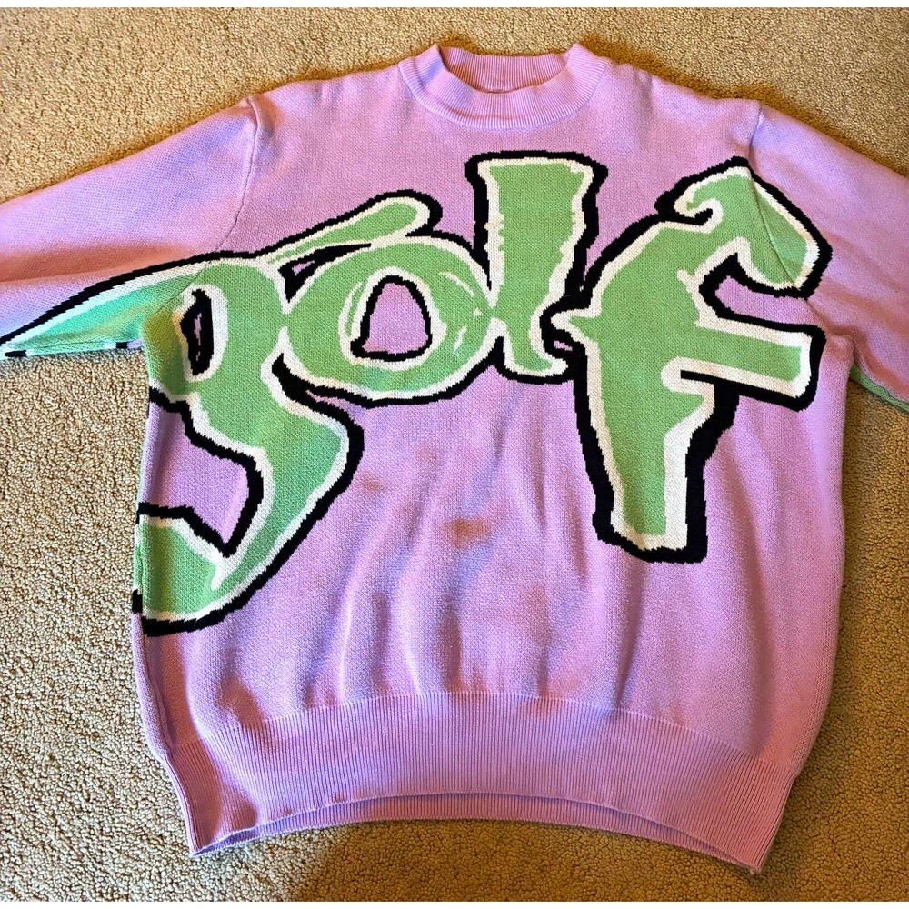 GOLF Graphic Logo Crewneck Pullover Sweatshirt Mens Large Purple Green